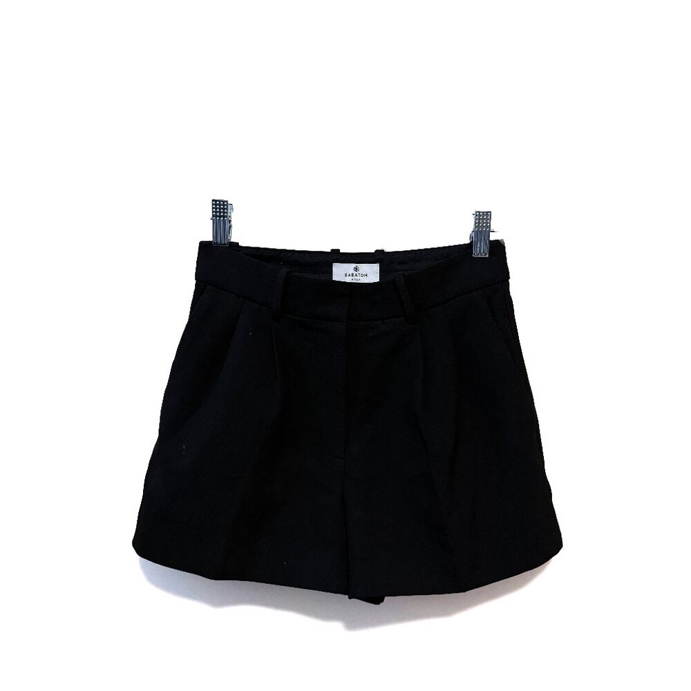 Babaton (Aritzia) Black Pleated Mini Shorts